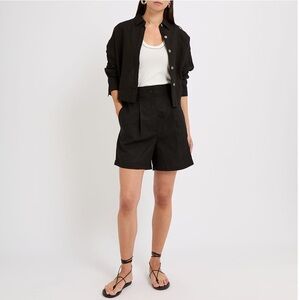 NWOT COS Linen-Blend High Waisted Black Safari Shorts